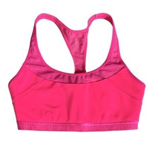 Under Armour Breathe Sports Bra Pink Racerback Mesh Logo Band S 26” Activewear